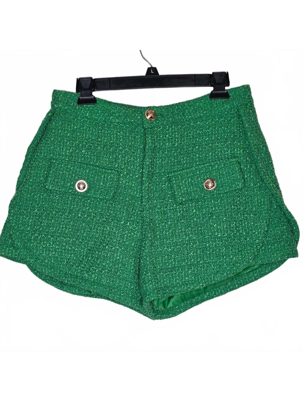 Fun & Flirty Buddy Love Shorts with pockets and gold button detail. Size M